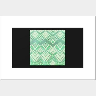 Mint Chevrons Posters and Art